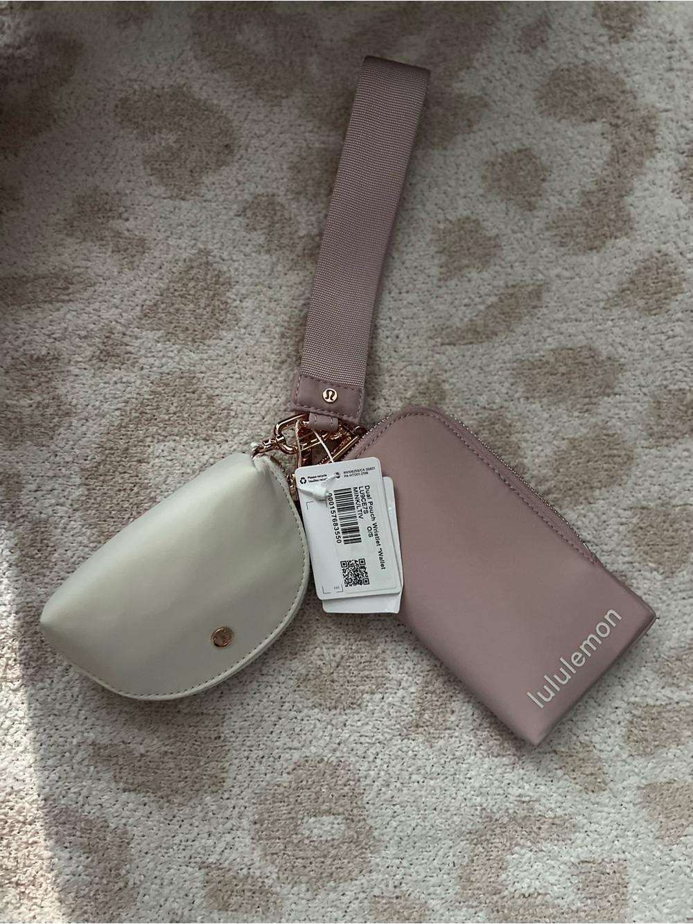 lululemon athletica Strap Keychain Wallet Set in Dusty Pink and Cream
